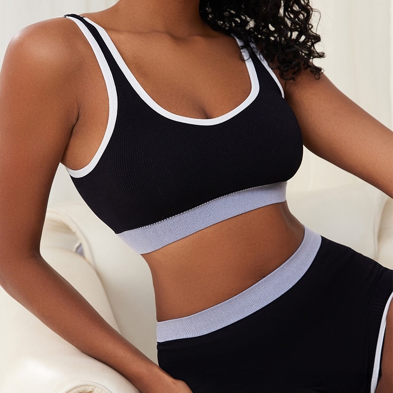 Sports Bra Set Comfortable Breathable Mid-Waist Seamless Underwear For Women